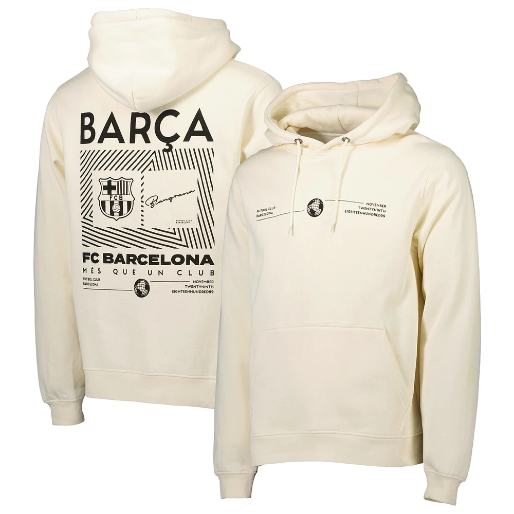 Sweat à capuche enfiler crème Barcelona Fashion pour homme