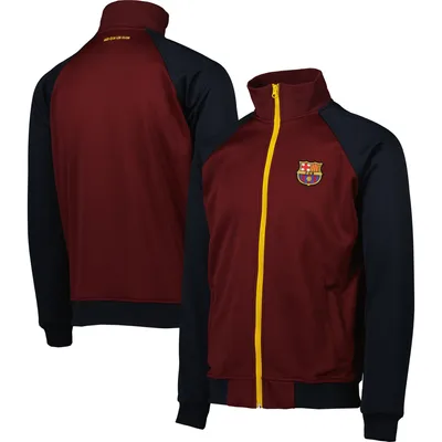 Barcelona Retro Track Raglan Full-Zip Jacket - Maroon