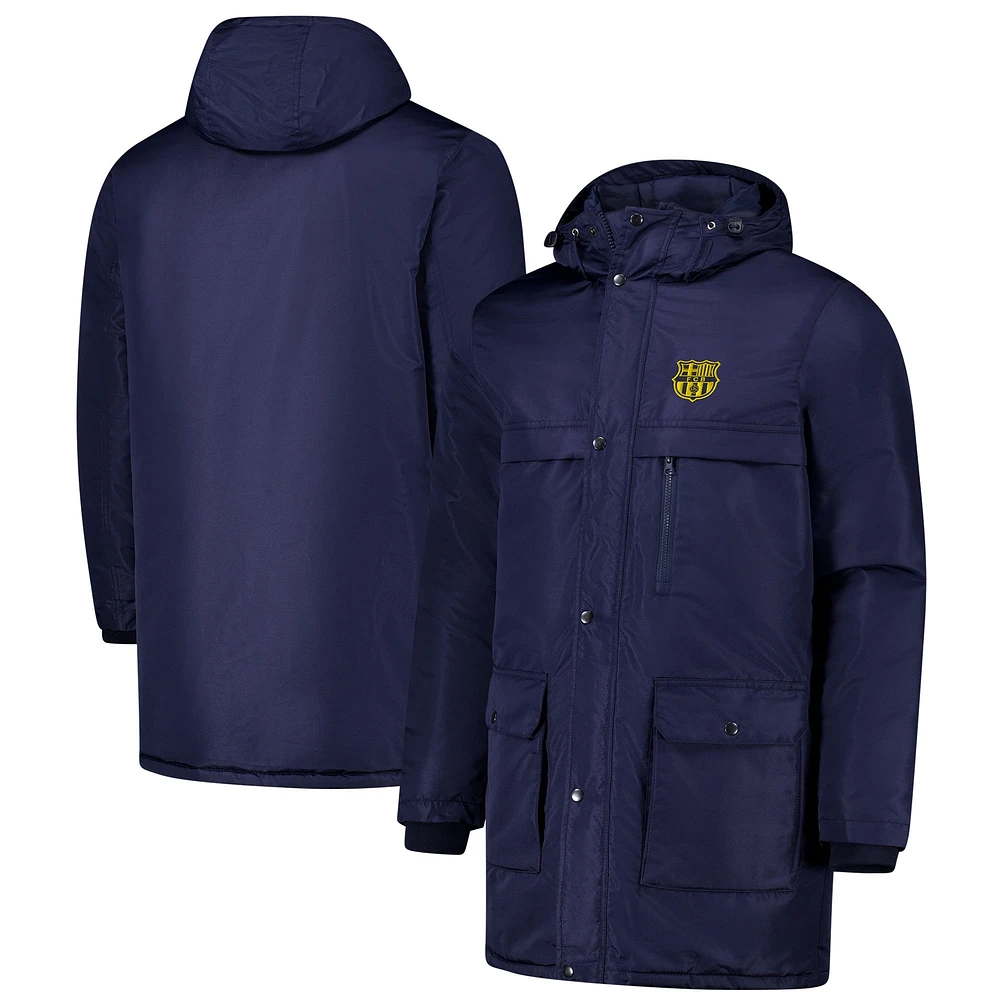 Veste à capuche entièrement zippée bleu marine pour homme Barcelona Winter Field Park