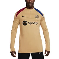 Haut à manches longues avec zip quart de longueur Performance Nike Gold Barcelona Strike Drill 2024/25 pour Homme