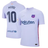 Youth Nike Lionel Messi Purple Barcelona 2021/22 Away Stadium Replica  Player Jersey