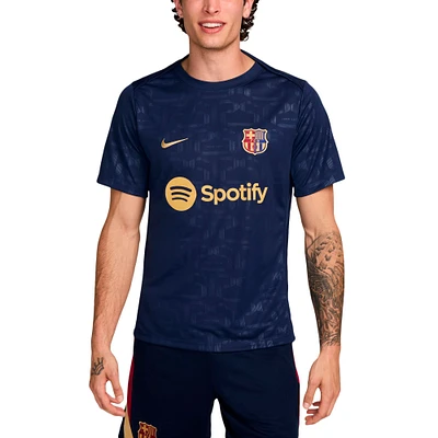 Maillot d'avant-match Nike bleu marine Barcelone 2024/25 Academy Pro pour homme