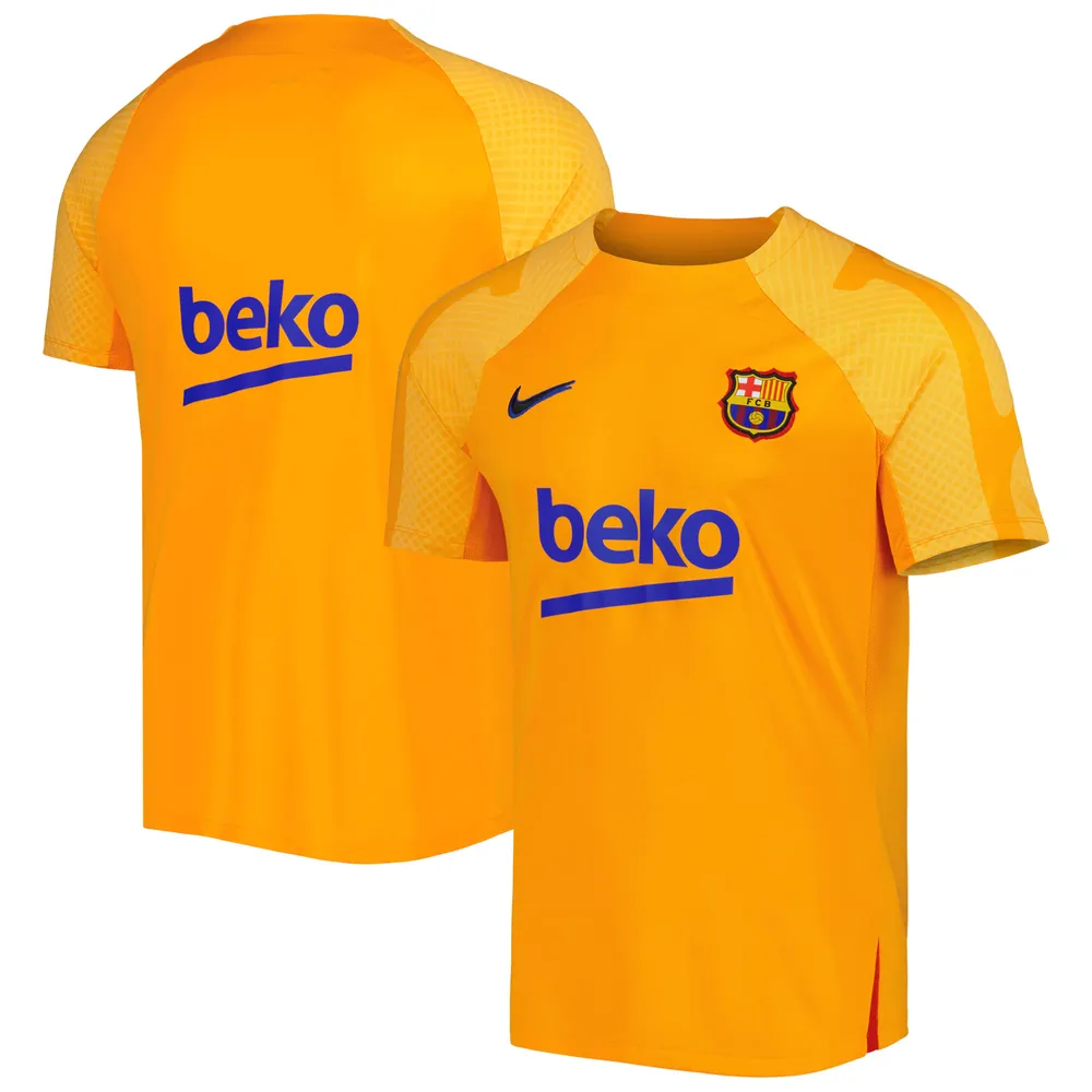 Men's Nike Orange Barcelona Team 2021/2022 Pre-Match Performance Top