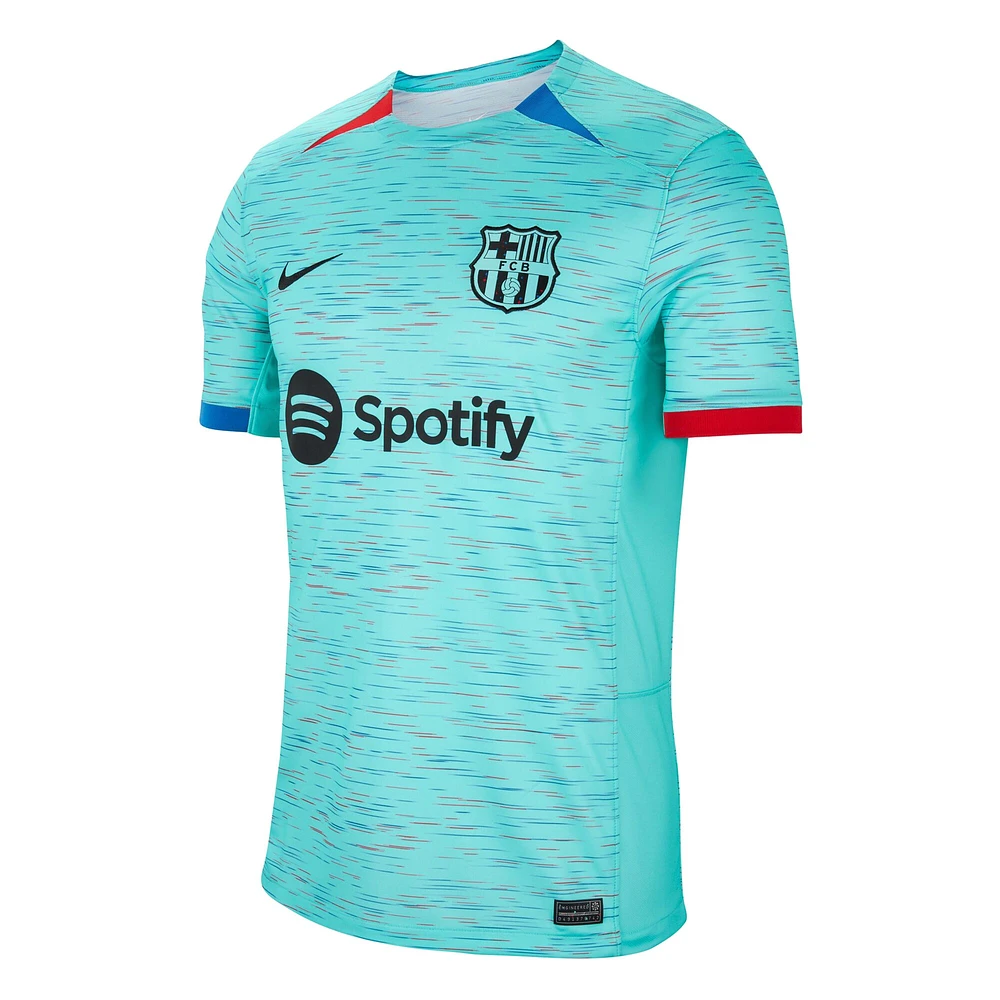 Maillot Nike Robert Lewandowski Aqua Barcelone 2023/24 Troisième Réplique pour Homme