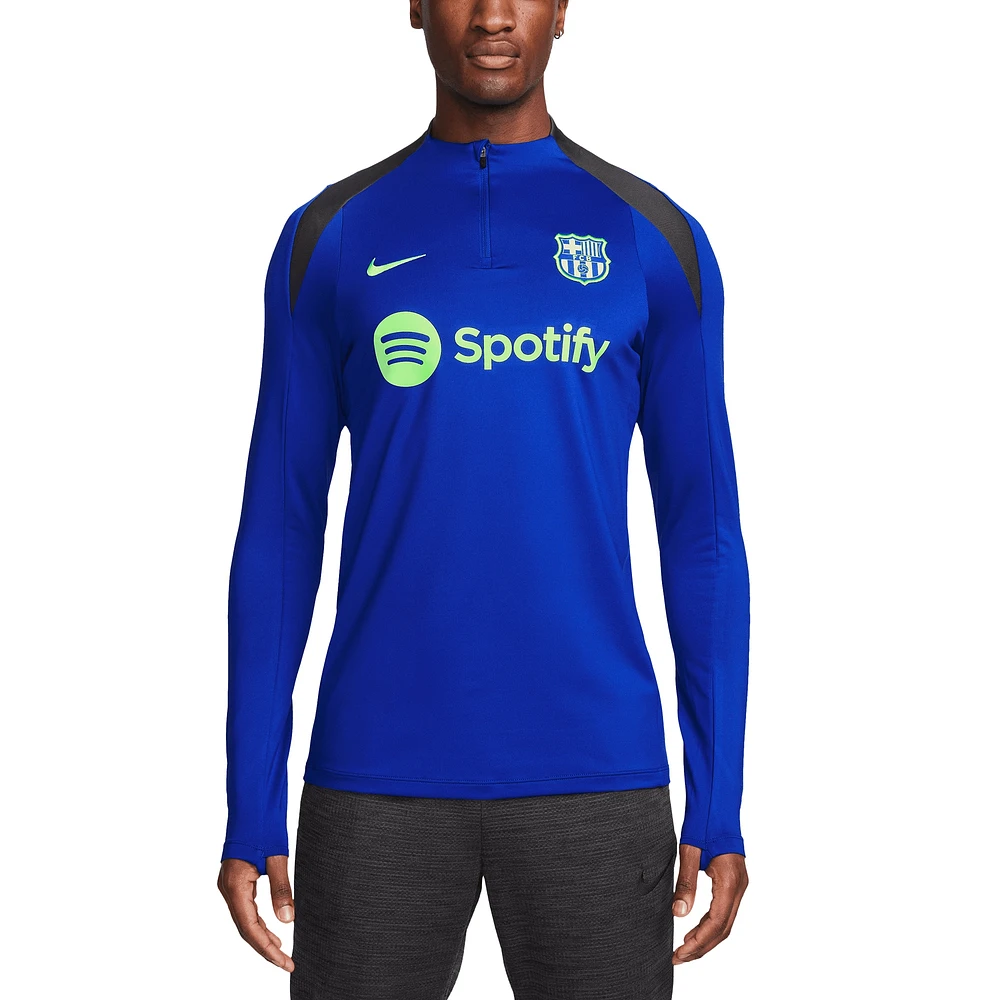 Haut à enfiler Nike Royal Barcelona 2024/25 Strike Drill Performance quart de zip pour homme