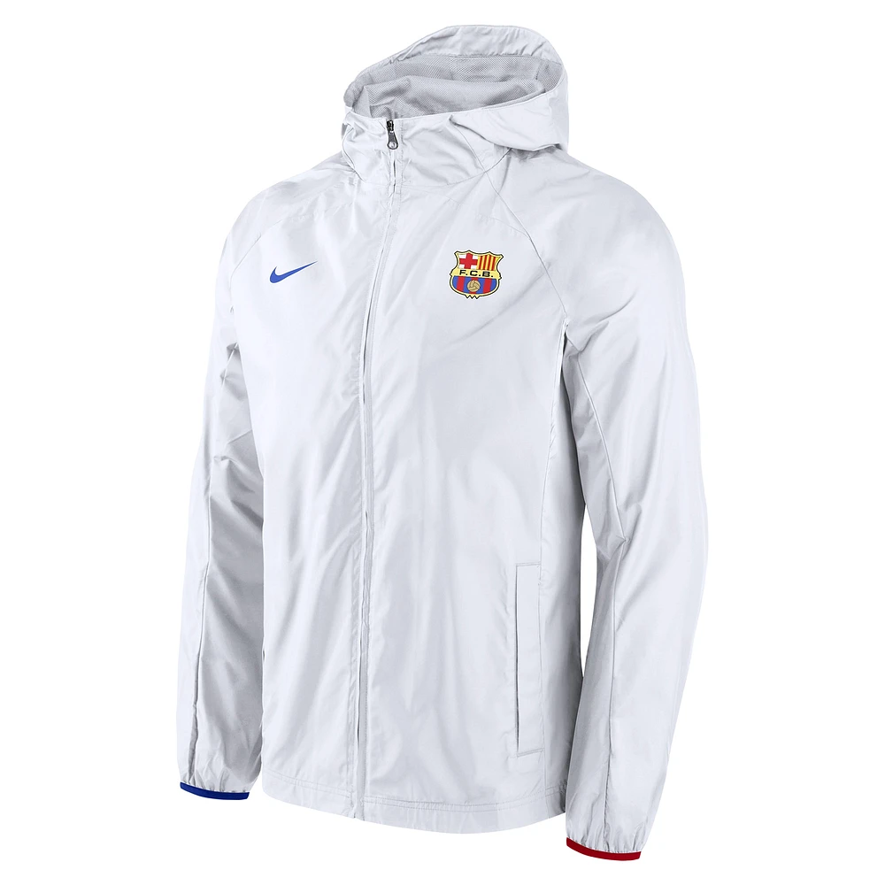 Veste à capuche raglan entièrement zippée Nike Barcelona AWF pour homme - Blanc