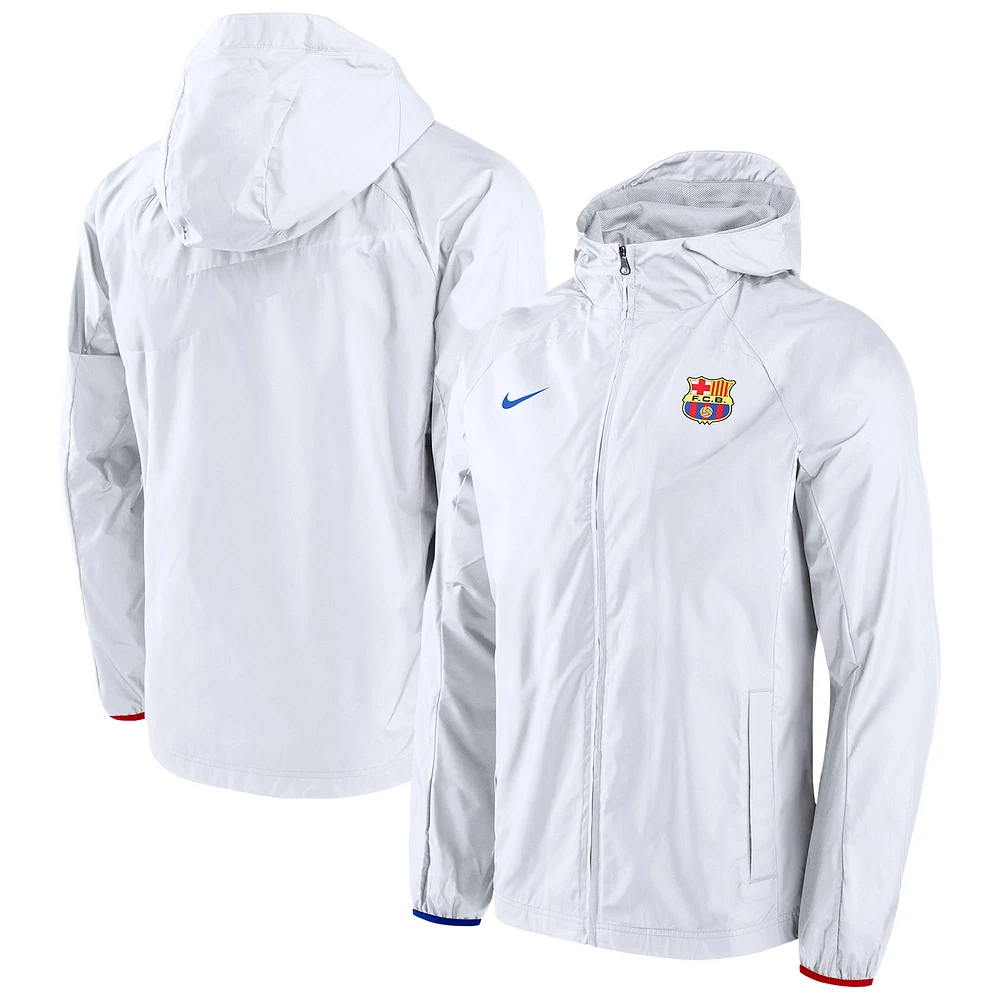 Veste à capuche raglan entièrement zippée Nike Barcelona AWF pour homme - Blanc