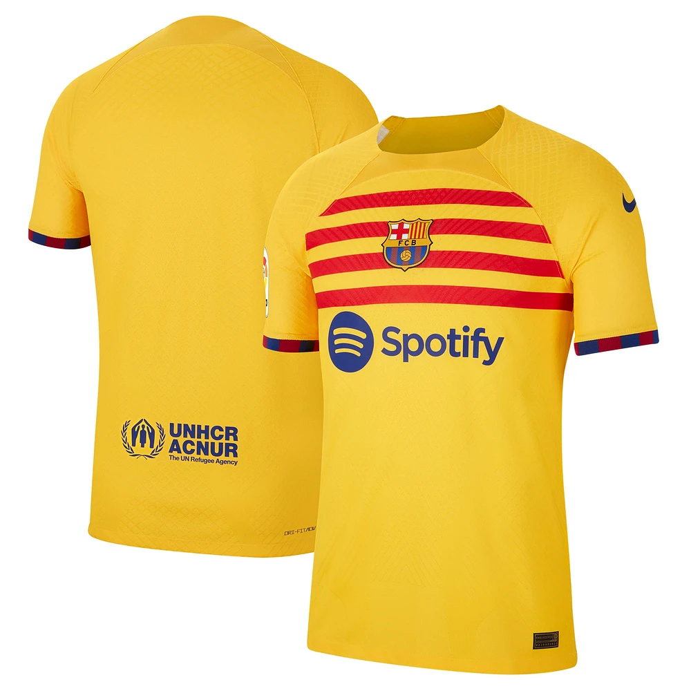 Men's Nike Yellow Barcelona 2022/23 Fourth Vapor Match Authentic Jersey