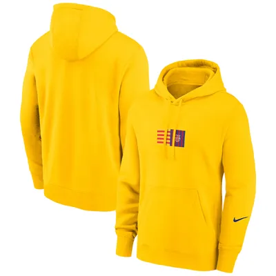 Barcelona Nike Club Logo Pullover Hoodie - Yellow