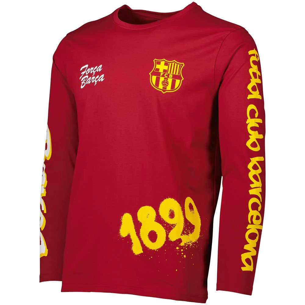 Men's Red Barcelona Graffiti Long Sleeve T-Shirt