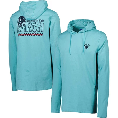 Men's Teal Barcelona Long Sleeve Hoodie T-Shirt