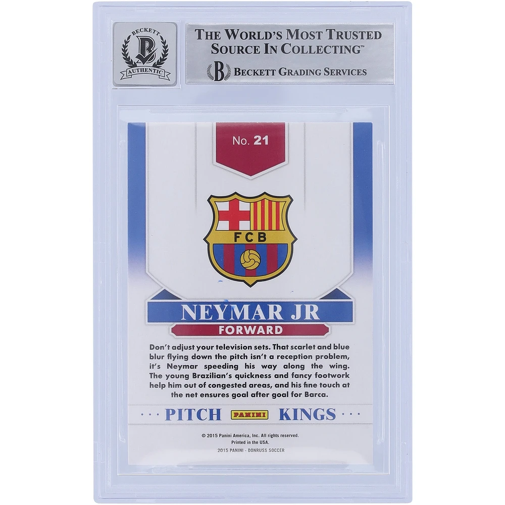 Neymar Jr. Barcelona Autographed 2015 Panini Donruss Pitch Kings #21 BAS Authenticated 10 Card