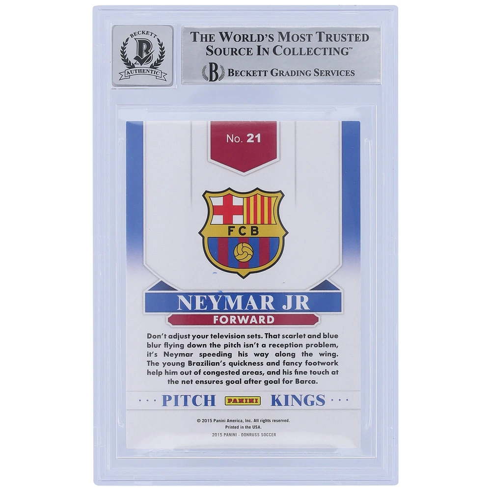 Neymar Jr. Barcelona Autographed 2015 Panini Donruss Pitch Kings #21 BAS Authenticated 10 Card