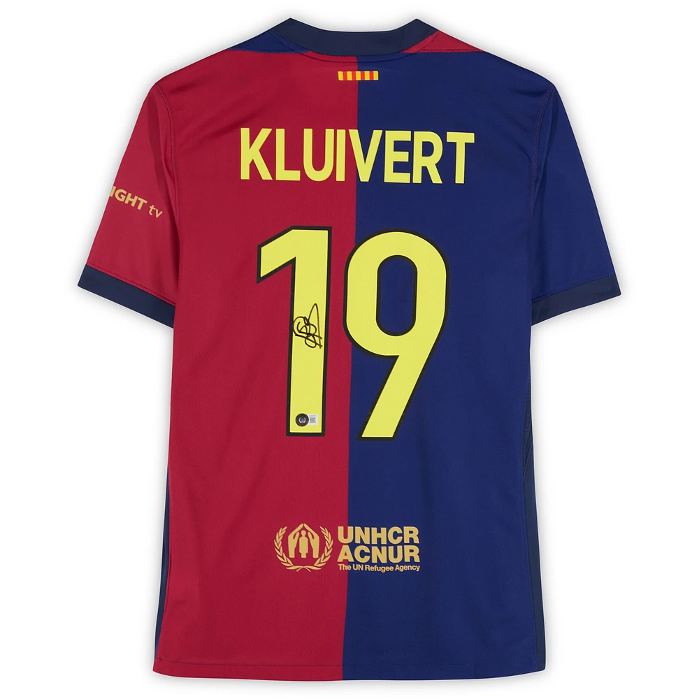 Patrick Kluivert Barcelona Autographed 2024-25 Red/Blue Home Nike Jersey - BAS