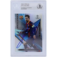Topps Lionel Messi Barcelona Autographed 2020-21 Topps Finest UCL Finest Footwork #FF-1 BAS Authenticated Card
