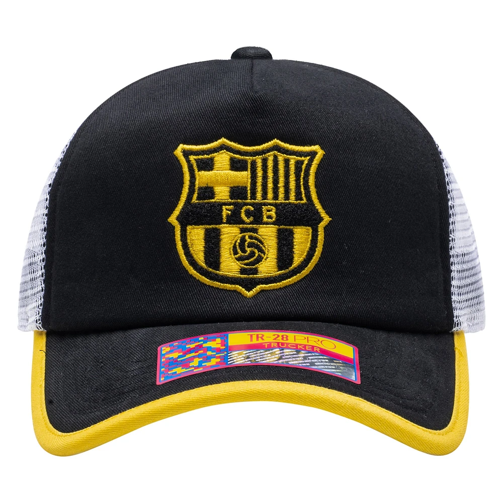 Casquette réglable unisexe noire Barcelona Strike One8th Trucker