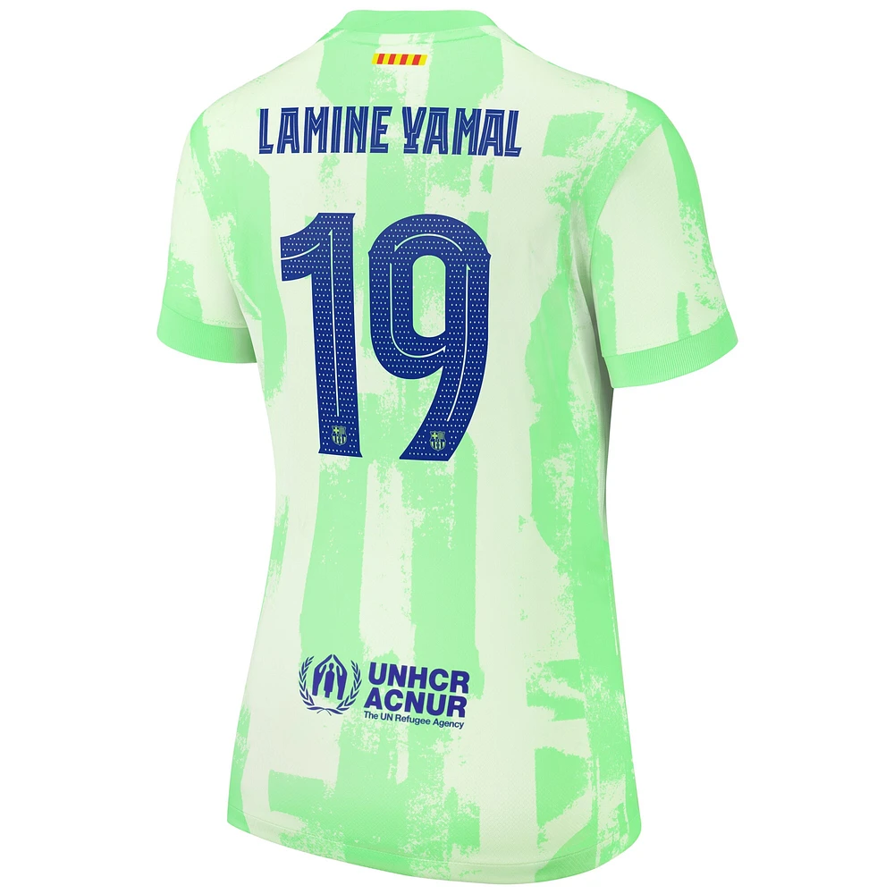 Maillot réplique de joueur Nike Lamine Yamal jaune Barcelone 2024/25 pour femme