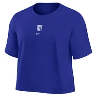 Women's Nike Royal Barcelona Crest Cropped T-Shirt