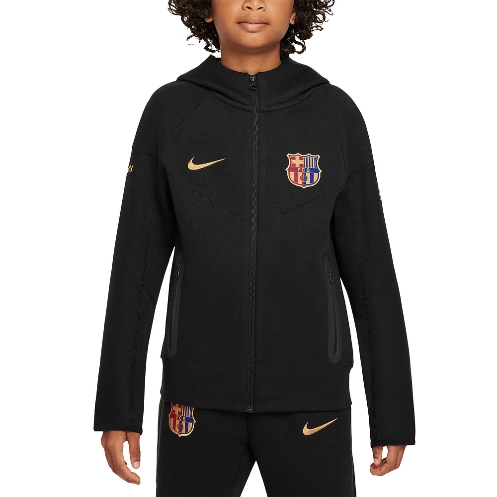 Veste à capuche entièrement zippée Nike noire Barcelone 2024/25 Tech Fleece pour enfant