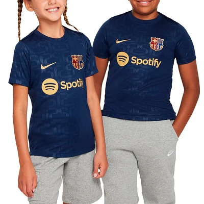 Haut d'avant-match Nike bleu marine Barcelone 2024/25 pour enfant