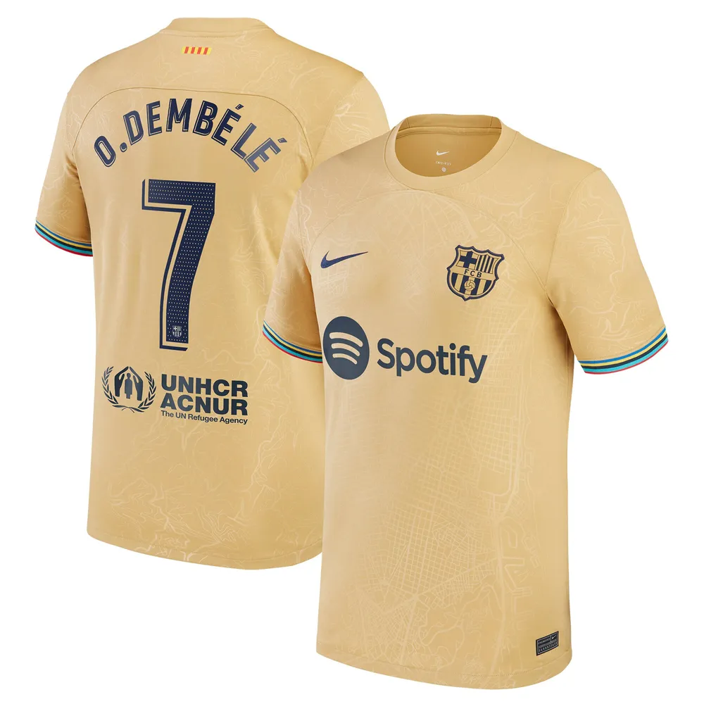 Ousmane Dembele Barcelona 2022/23 Away Replica Player Jersey - Gold | Brazos Mall