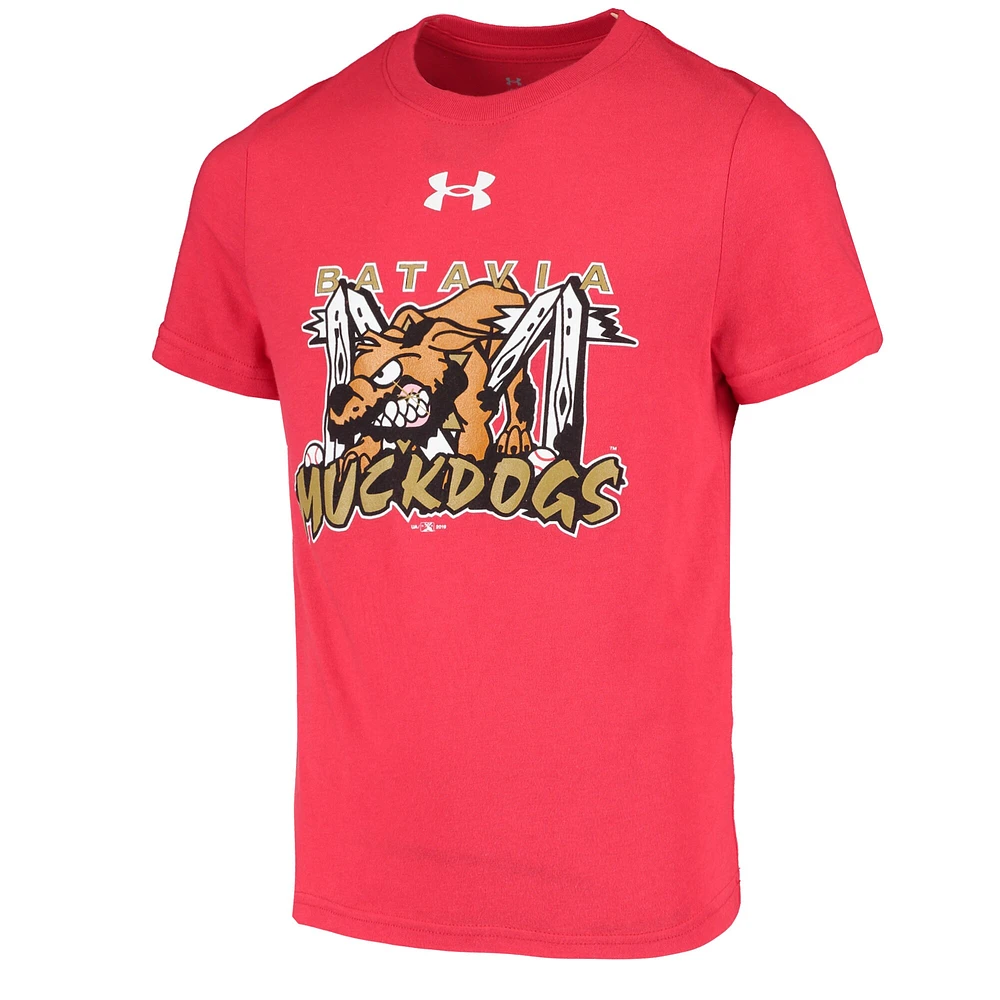 Youth Under Armour Red Batavia MuckDogs Team Logo T-Shirt