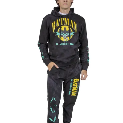 Batman BIOWORLD Gotham City Tie-Dye Pullover Hoodie & Joggers Set - Black