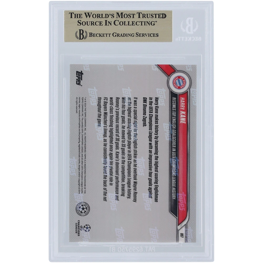 Harry Kane Bayern Munich 2024-25 Topps Now UCL Becomes Top English Goalscorer in UEFA Champions League History #7 BGS Authenticated 10 Card - 10,9.5,10,10 Subgrades