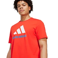 Men's adidas  Red Bayern Munich Three-Stripe Wordmark T-Shirt