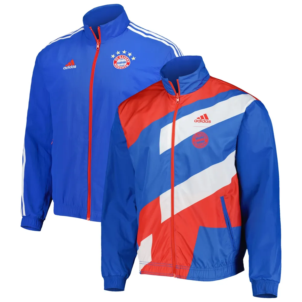 Men's adidas Blue Bayern Munich 2022/23 On-Field Team Logo Anthem Reversible Full-Zip Jacket