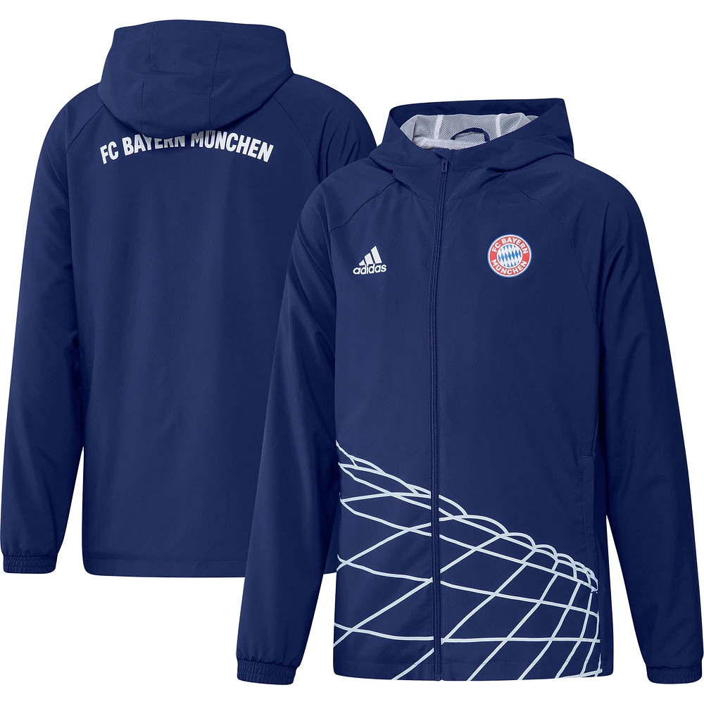 Veste coupe-vent raglan graphique adidas Bayern Munich bleu pour homme