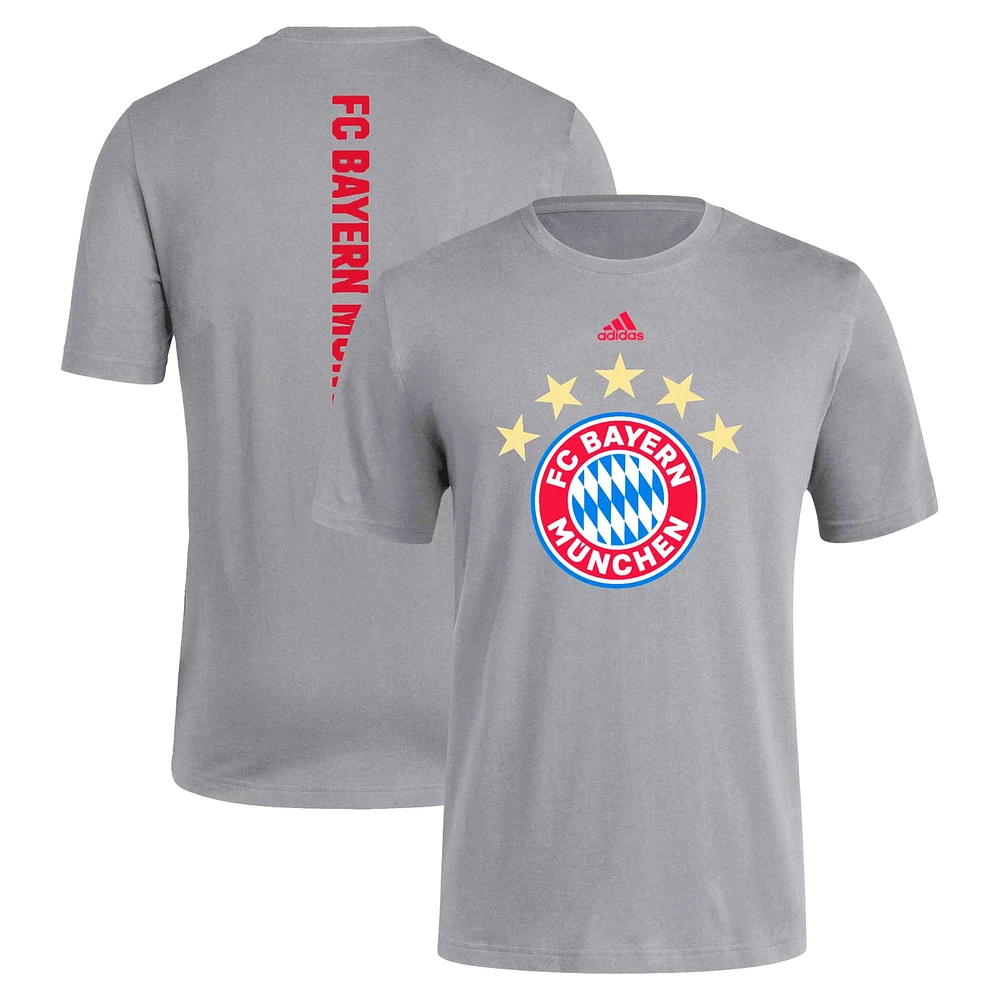 Men's adidas Gray Bayern Munich Three-Stripe T-Shirt