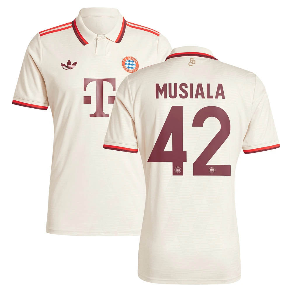 Maillot de joueur adidas Originals Jamal Musiala crème Bayern Munich 2024/25 troisième réplique pour homme