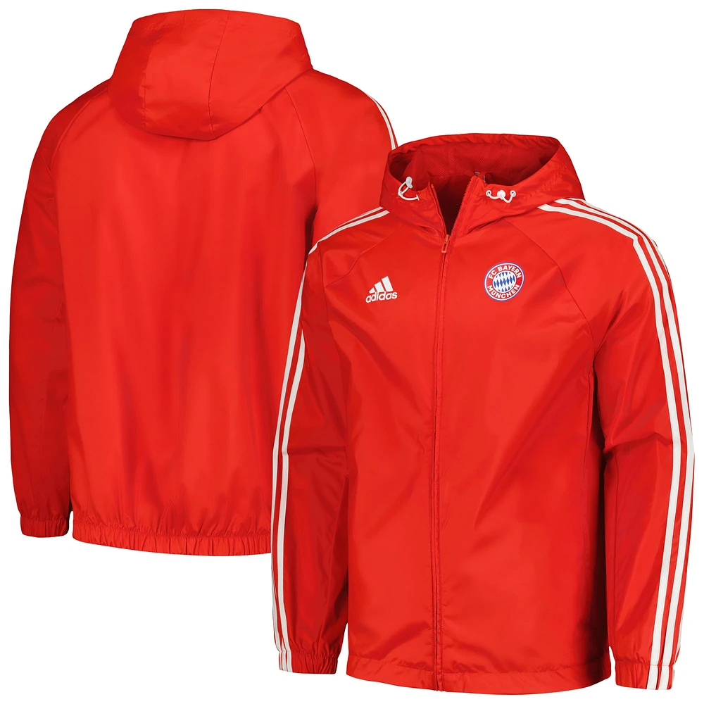 Coupe-vent raglan entièrement zippé adidas Bayern Munich 2023/24 DNA pour homme rouge