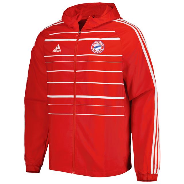 Veste coupe-vent adidas Bayern Munich DNA Raglan Full-Zip Hoodie rouge pour homme