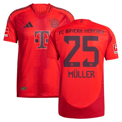 Maillot adidas Thomas Müller du Bayern Munich 2024/25 domicile authentique pour homme, rouge