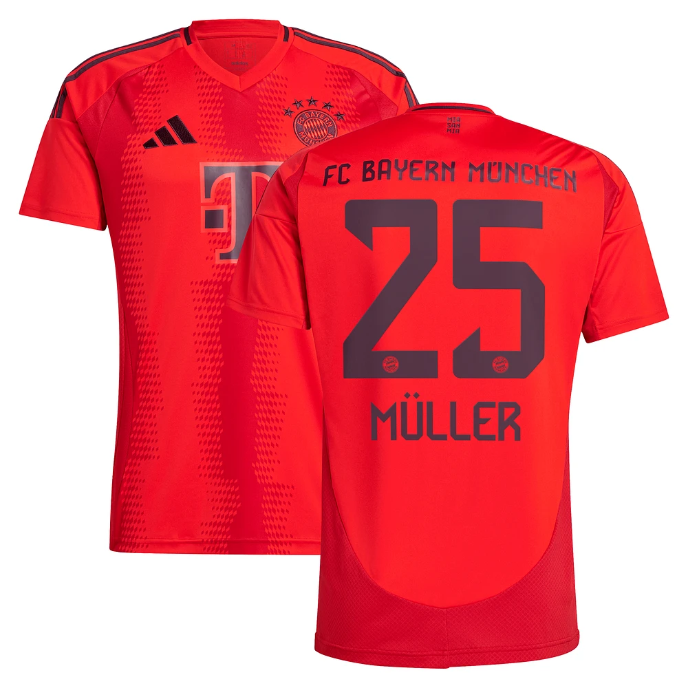 Maillot adidas Thomas Müller pour homme, réplique du Bayern Munich 2024/25 domicile, rouge