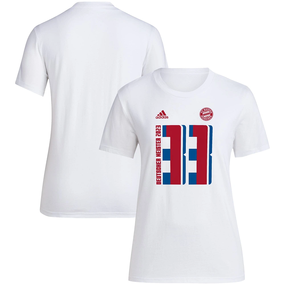 Women's adidas White Bayern Munich 2022/23 Bundesliga Champions T-Shirt