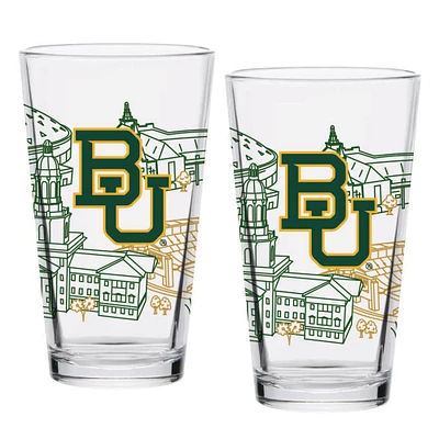 Baylor Bears paquet de deux 16oz. Ensemble de verres à pinte Campus Line Art