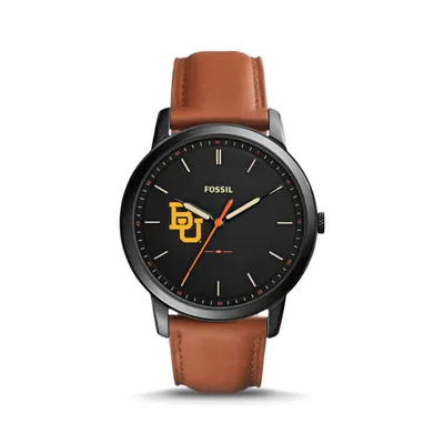 Baylor Bears Fossil The Minimalist Slim Light Brown Leather Watch
