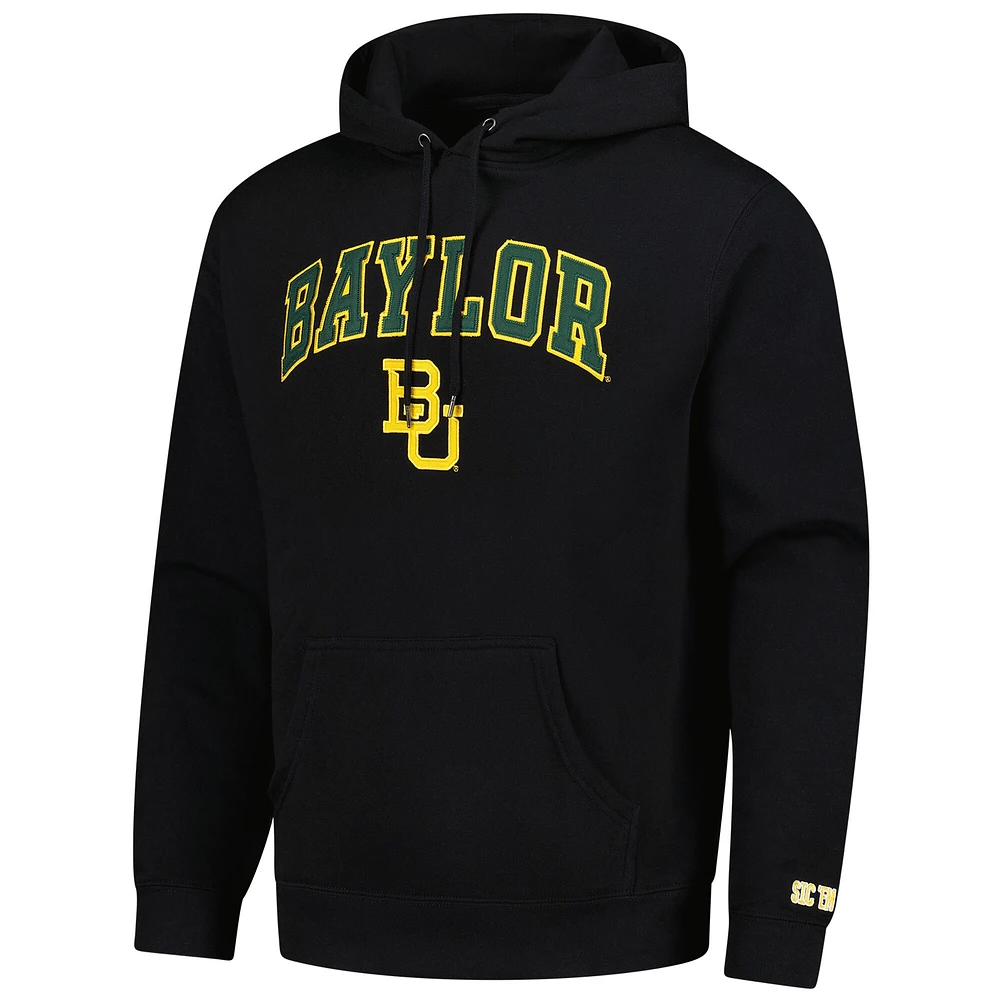 Men's  Black Baylor Bears Arch Logo Foundation Fleece Pullover Hoodie
