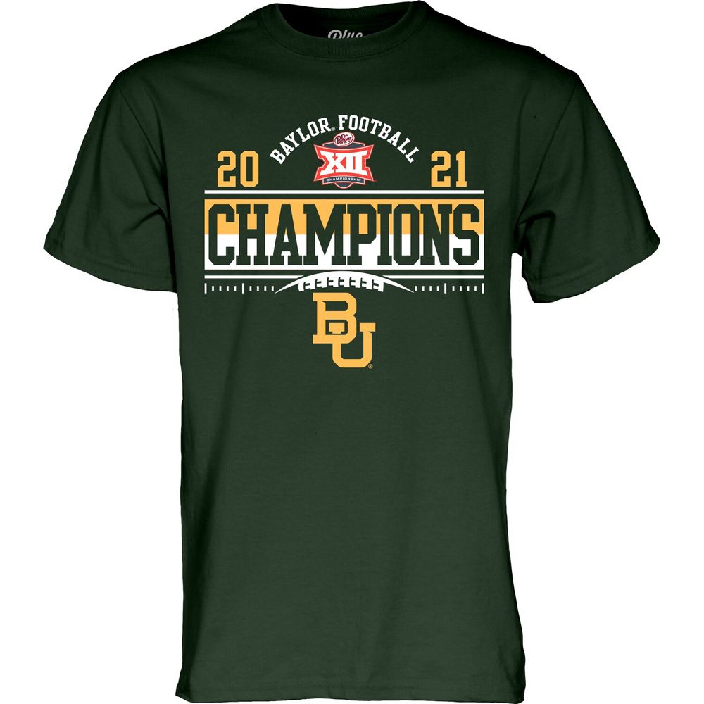 Men's Blue 84 Green Baylor Bears 2021 Big 12 Football Conference Champions Locker Room T-Shirt