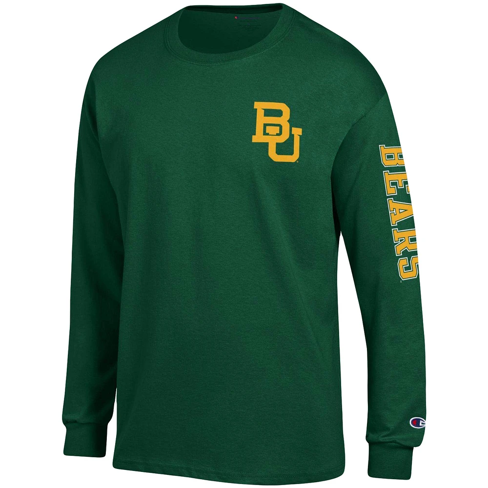 T-shirt à manches longues Champion Baylor Bears Team Stack vert pour homme