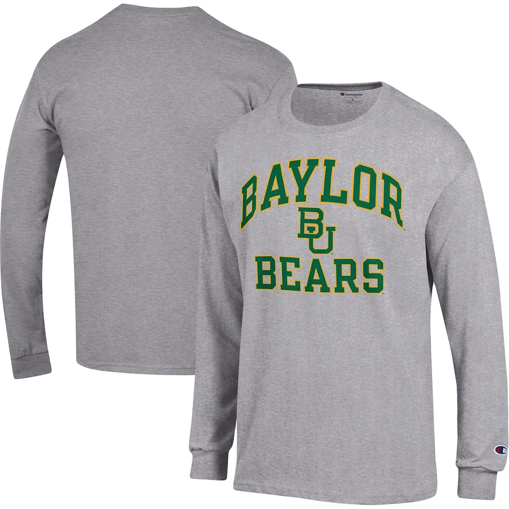 Champion T-shirt à manches longues Baylor Bears High Motor gris chiné pour homme