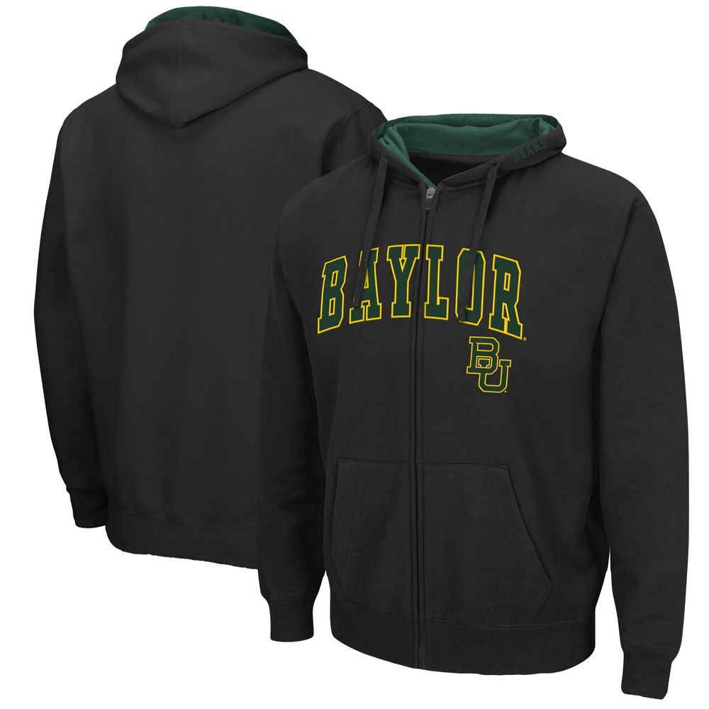 Men's Colosseum Black Baylor Bears Arch & Logo 3.0 Full-Zip Hoodie