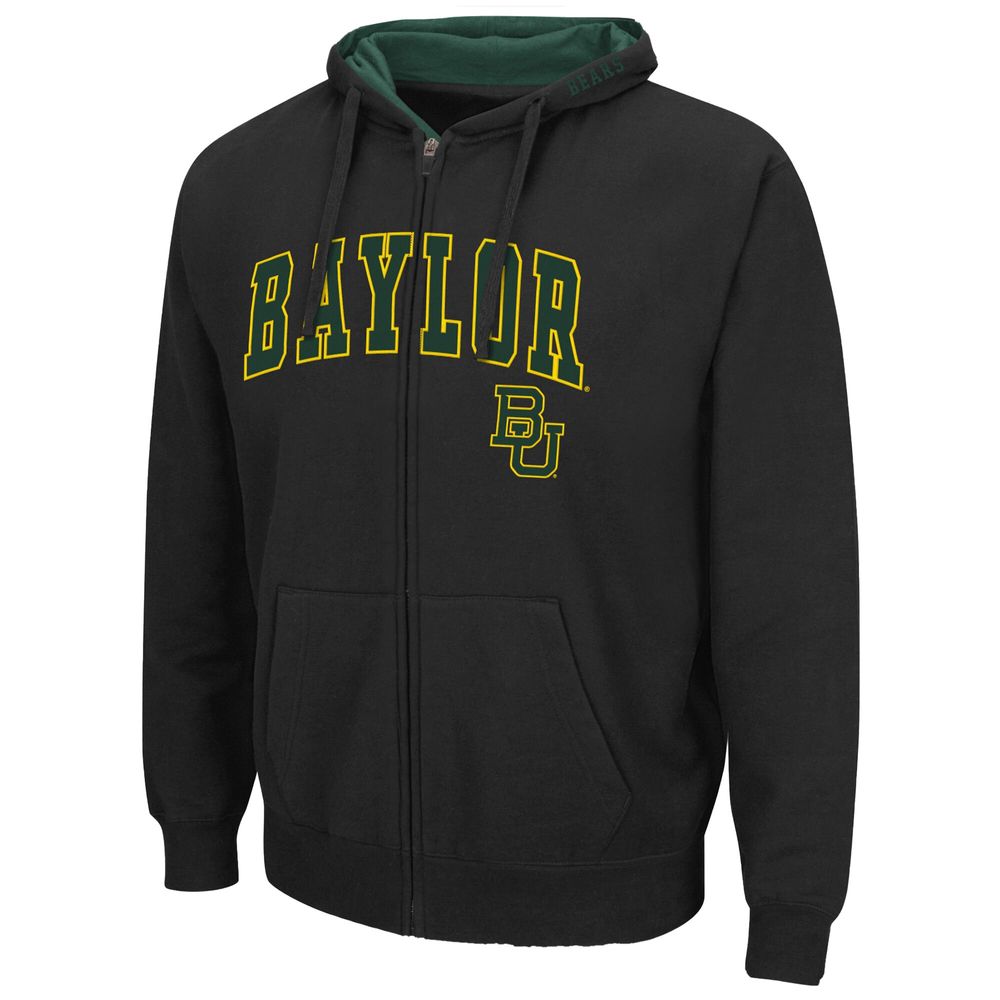 Men's Colosseum Black Baylor Bears Arch & Logo 3.0 Full-Zip Hoodie