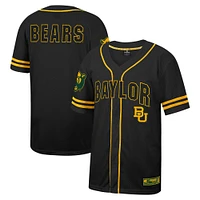 Men's Colosseum Black Baylor Bears Free Spirited Mesh Button-Up Baseball Jersey