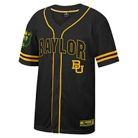 Men's Colosseum Black Baylor Bears Free Spirited Mesh Button-Up Baseball Jersey