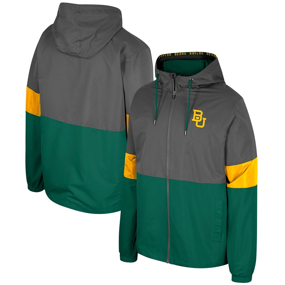 Men's Colosseum Charcoal Baylor Bears Miles Full-Zip Hoodie Jacket