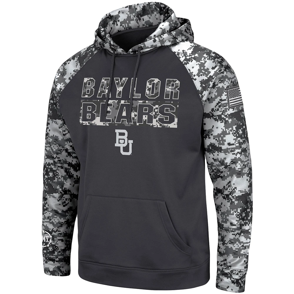 Colosseum Charcoal Baylor Bears OHT Military Appreciation Digital Camo Sweat à capuche pour homme